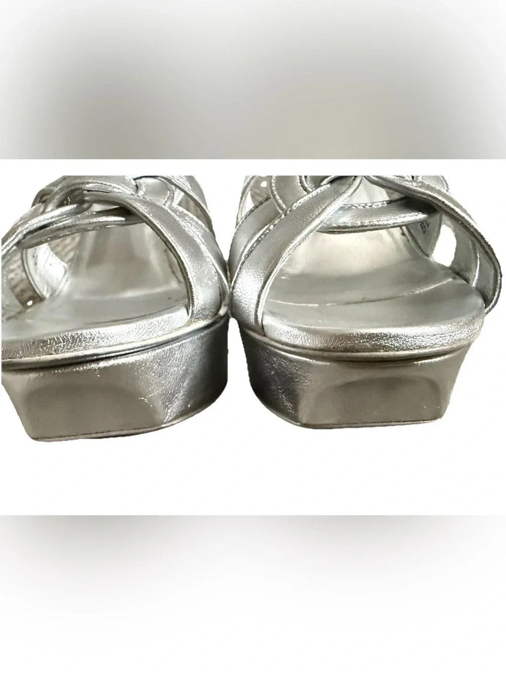Yves Saint Laurent Metallic Silver Tribute Stiletto Heels Sandals Size 36/6